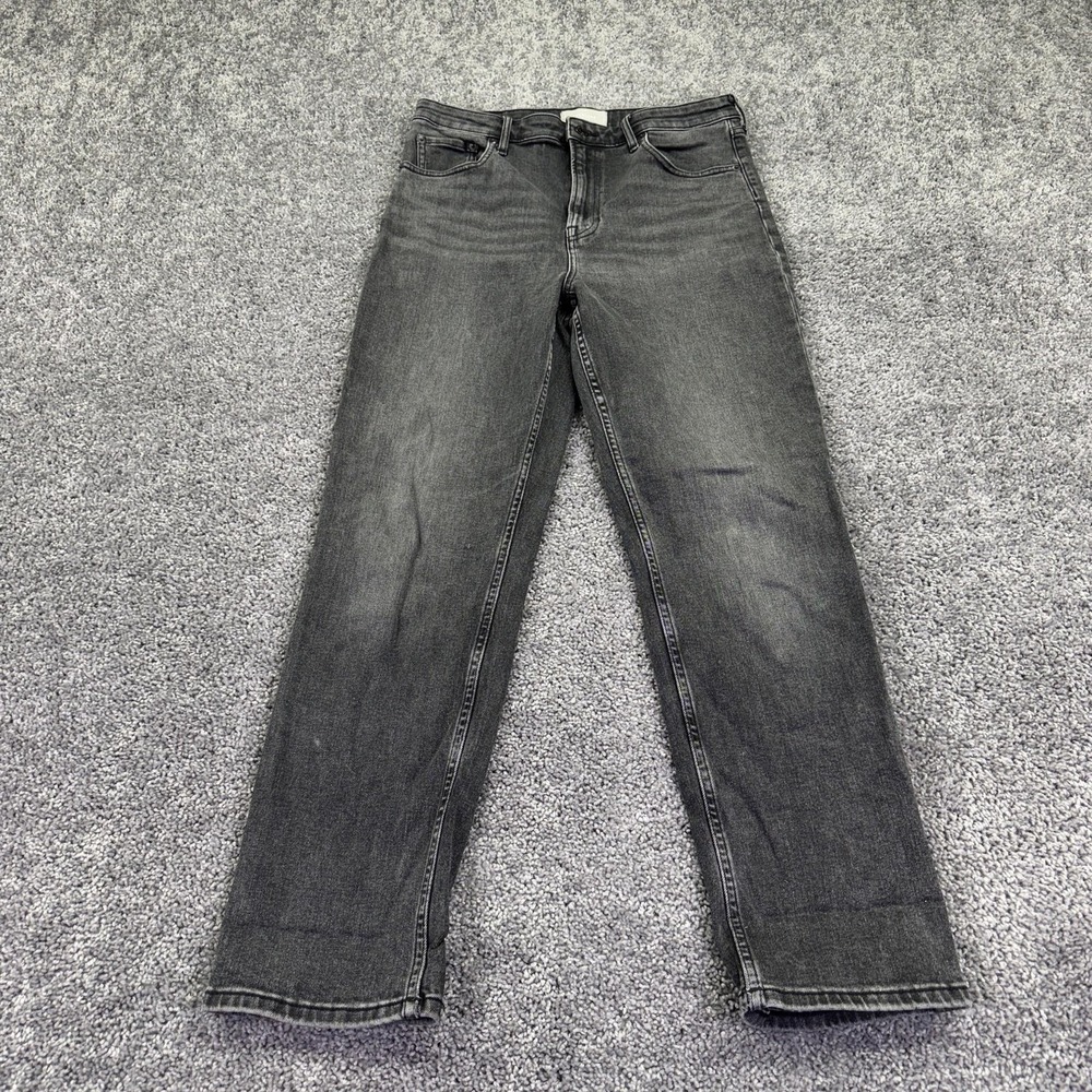 Everlane Jeans Womens 31 Gray High Rise Straight Stretch Charcoal Wash Denim
